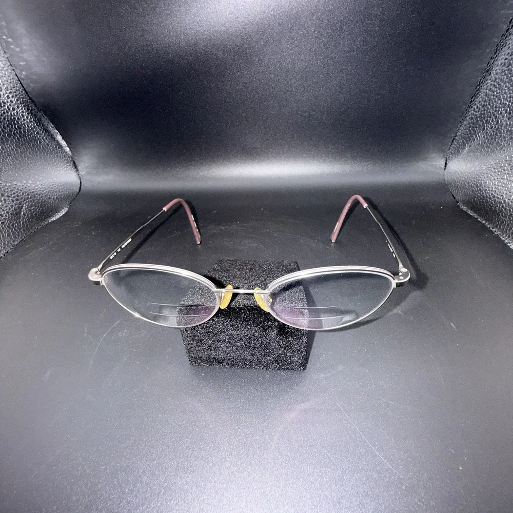 Vintage Flexon Oval Eyeglass FRAMES ONLY Silver Rose Ornate Temples 50-18-140